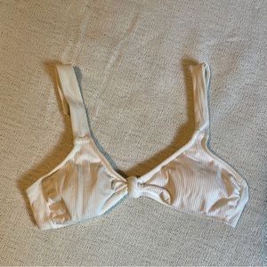 xhileration white lined knotted bathing suit top